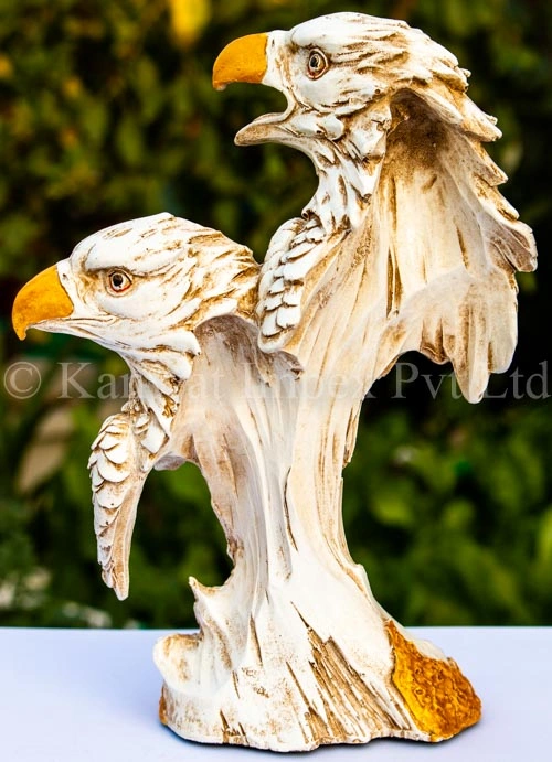 Handmade collectable Resin White Twin Eagle Figurine for Home Décor-2