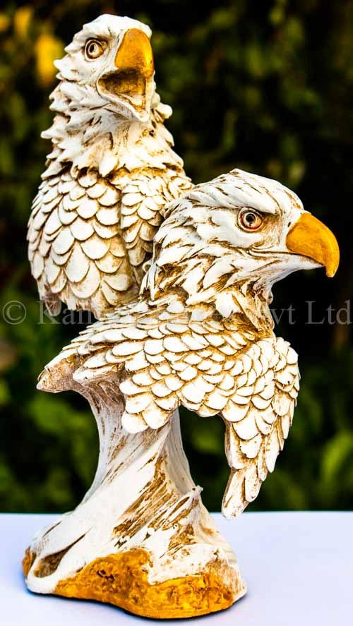 Handmade collectable Resin White Twin Eagle Figurine for Home Décor-3