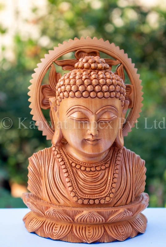 Lord Buddha Wooden Idol/Statue for Home and Office Decor and Vastu Remedies-KanwatImpex002