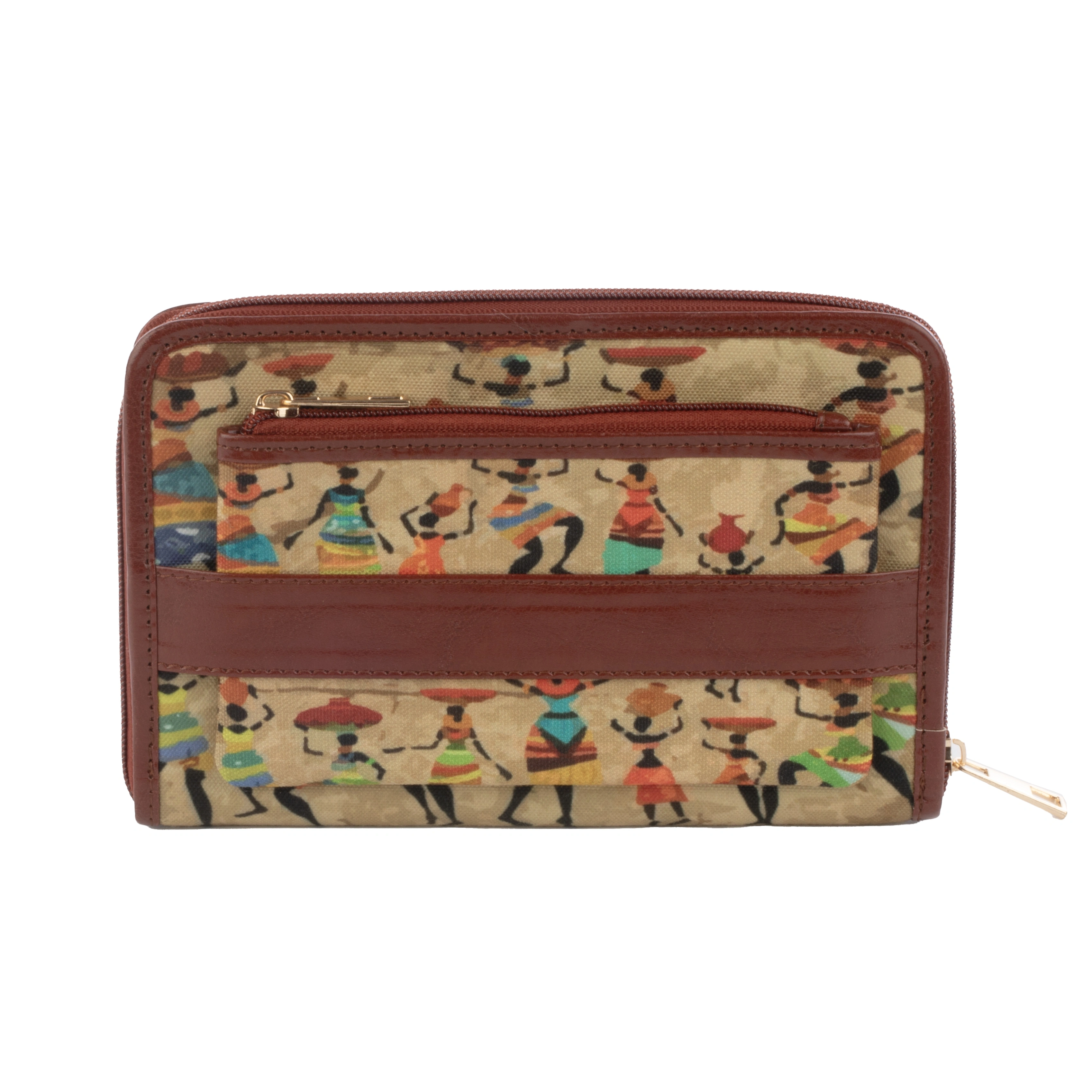 Chic Wallet with front pouch Culturally vibrant Beige-CWFP005