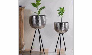 Anti Hammered Nickel Planter (set of 2)