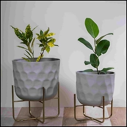 U Ekta Grey & Gold Planter(set of 2)