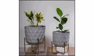 U Ekta Grey & Gold Planter(set of 2)