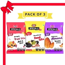 Special Choice (Rock On) ZenSnack Combo: Energetic Trail Mix, Powerhouse Seeds Mix, Salted California Almonds (15g each) Code 1001