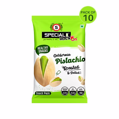 special choice (rock on) pistachios roasted, lightly salted (pack of 10, 15g each) - 150g code 1003