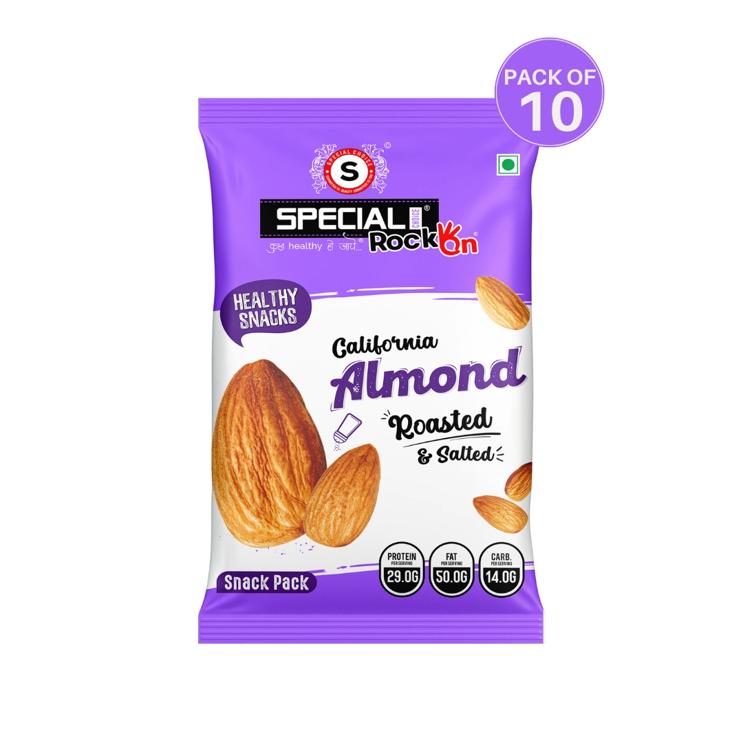 Special Choice (Rock On) California Almonds Roasted, Lightly Salted (Pack of 10, 15g Each) - 150g-1006