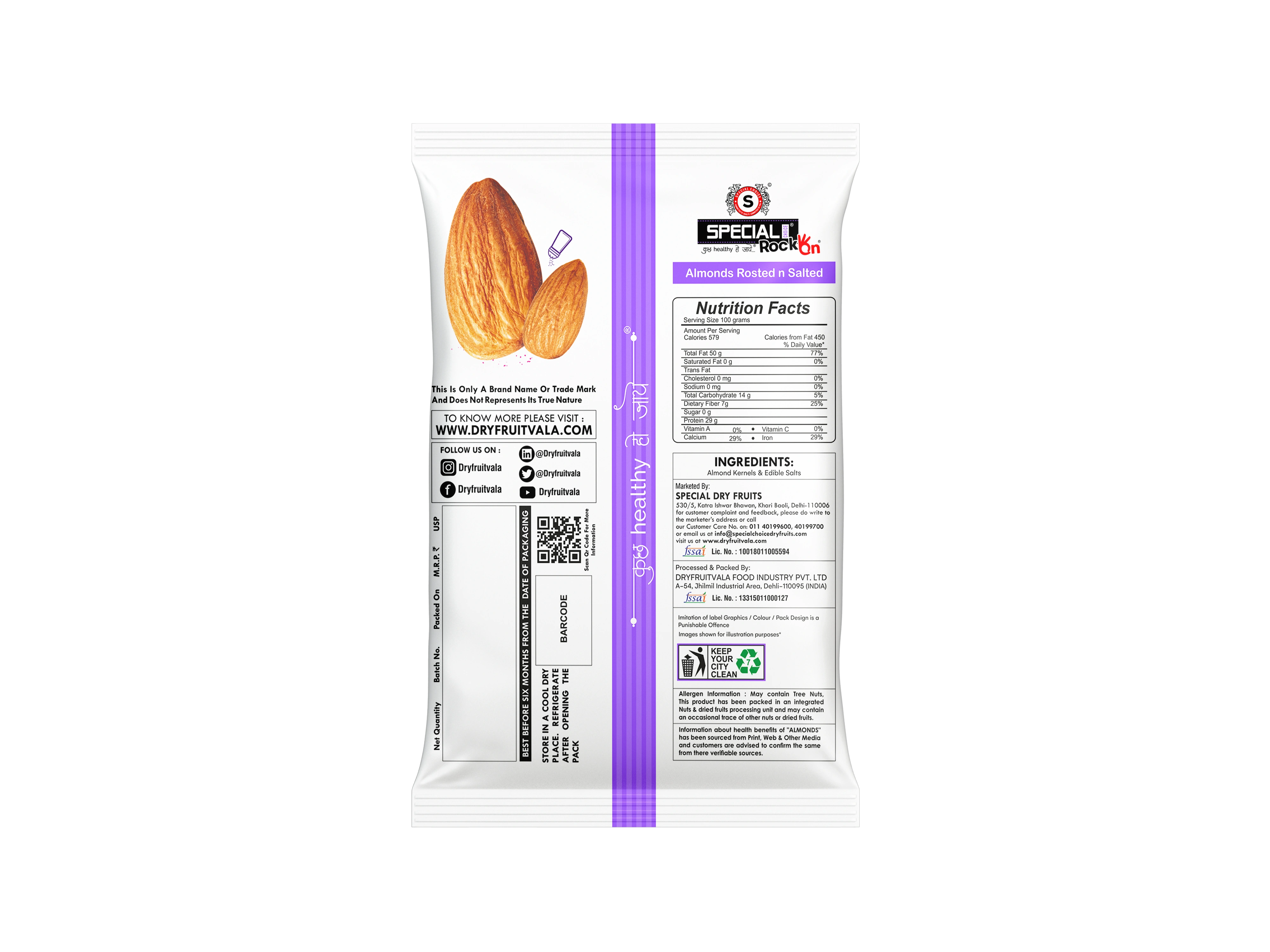 Special Choice (Rock On) California Almonds Roasted, Lightly Salted (Pack of 10, 15g Each) - 150g-3