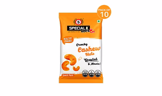 Special Choice (Rock On) Cashew Nuts Roasted, Lightly Masala (Pack of 10, 15g Each) - 150g Code 1007