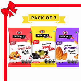 special choice (rock on) zensnack combo: energetic trail mix, powerhouse seeds mix, salted california almonds (15g each) code 1010