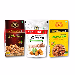 Special Choice Combo Of California Almonds (Raw, Salted & Masala) (100g Each x 3 Pack)
