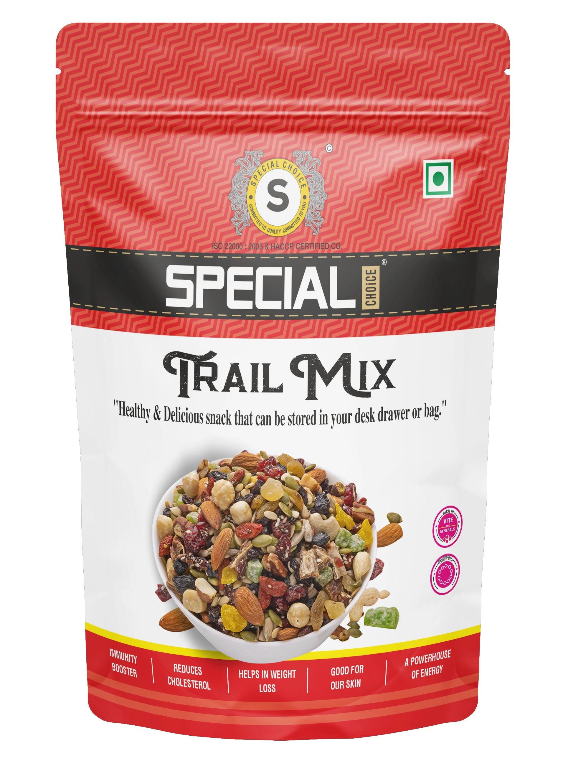 Special Choice Trail Mix 250g (Almonds &amp; Cashew (Roasted &amp; Sated) , Dried Fruits &amp; Seeds)-1163-500g-Pack-of-2