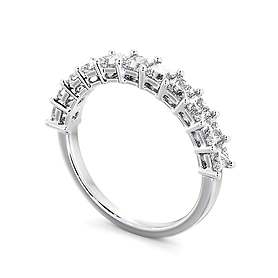 Half Eternity Princess Lab-Grown Diamond Ring 18K White Gold