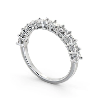 Half Eternity Princess Lab-Grown Diamond Ring 18K White Gold