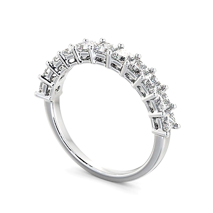 Half Eternity Princess Lab-Grown Diamond Ring 18K White Gold-12430287
