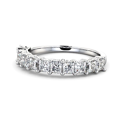 Half Eternity Princess Lab-Grown Diamond Ring 18K White Gold-1