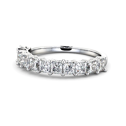 Half Eternity Princess Lab-Grown Diamond Ring 18K White Gold-2