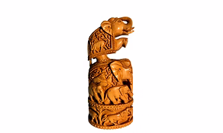 Hand carved wooden show peice ( Wooden elephant fine carved in kadam wood )