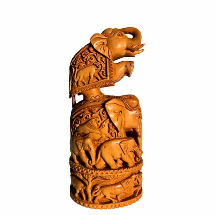 Hand carved wooden show peice ( Wooden elephant fine carved in kadam wood )-12779653