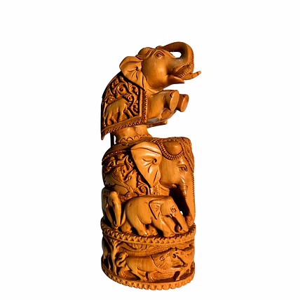 Hand carved wooden show peice ( Wooden elephant fine carved in kadam wood )-1