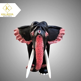 Handcrafted Painted Wooden Elephant Statue – Ethnic Home Decor Figurine