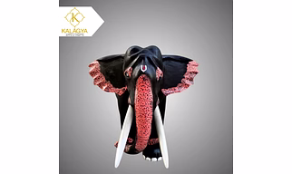Handcrafted Painted Wooden Elephant Statue – Ethnic Home Decor Figurine