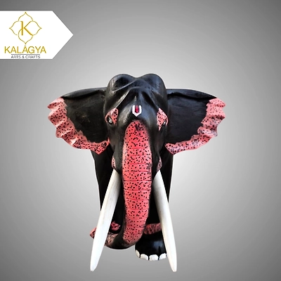 Handcrafted Painted Wooden Elephant Statue – Ethnic Home Decor Figurine