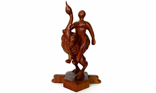 Handcrafted Wooden Ostrich Rider Figure – A Unique Art Piece