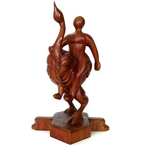 Handcrafted Wooden Ostrich Rider Figure – A Unique Art Piece