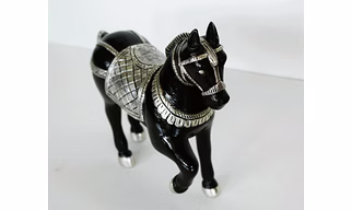 Handcrafted Wooden Horse Figure – Semi-Silver Clad Elegance
