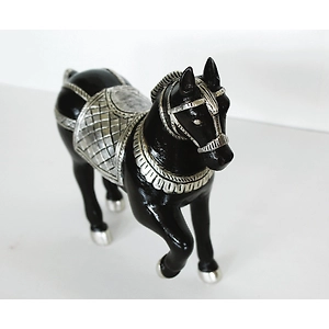 Handcrafted Wooden Horse Figure – Semi-Silver Clad Elegance
