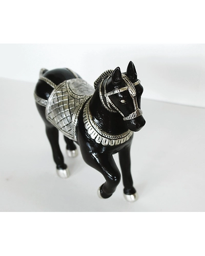 Handcrafted Wooden Horse Figure – Semi-Silver Clad Elegance-3
