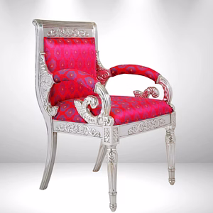 Handcrafted Wooden Chair with Silver Clad – Luxury Redefined