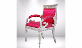 Handcrafted Wooden Chair with Silver Clad – Luxury Redefined