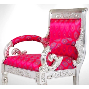 Handcrafted Wooden Chair with Silver Clad – Luxury Redefined