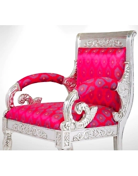 Handcrafted Wooden Chair with Silver Clad – Luxury Redefined