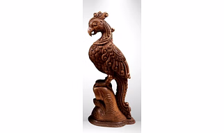 Handcrafted Wooden Pair of Parrot – Natural Polish Finish