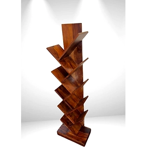 Unique Zigzag Bookshelves in Wood | Modern Wooden Display Shelf
