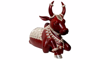 Handcrafted Nandi Statue with Semi-Silver Cladding