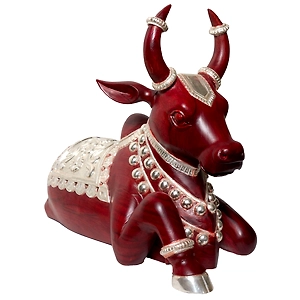 Handcrafted Nandi Statue with Semi-Silver Cladding