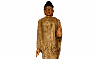 Handcrafted Painted Wooden Buddha Statue | Artistic Home Decor
