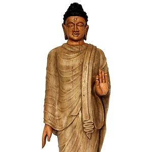 Handcrafted Painted Wooden Buddha Statue | Artistic Home Decor