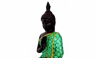 Hand-Painted Wooden Buddha Statue – Tranquil Spiritual Home Décor