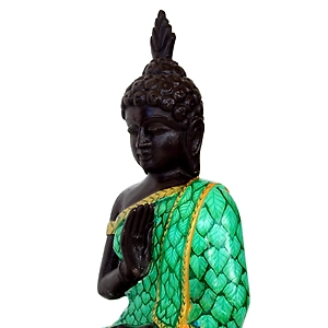Hand-Painted Wooden Buddha Statue – Tranquil Spiritual Home Décor