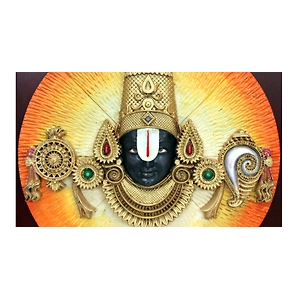 Hand Painted Wooden Lord Venkateswara Tirupati Balaji Wall Panel | Traditional Hindu Home Décor