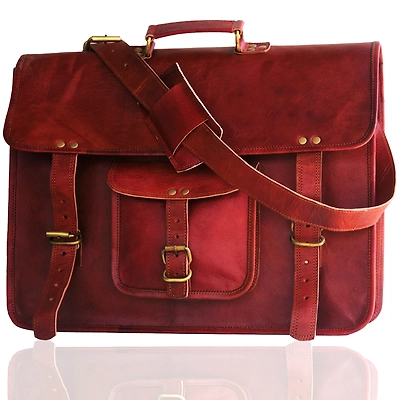One Pocket Leather Laptop Messenger Bag