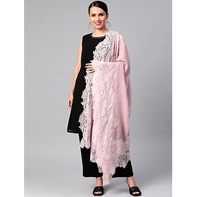 Pastel Pink Shawl adorned with Lace