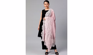 Pastel Pink Shawl adorned with Lace