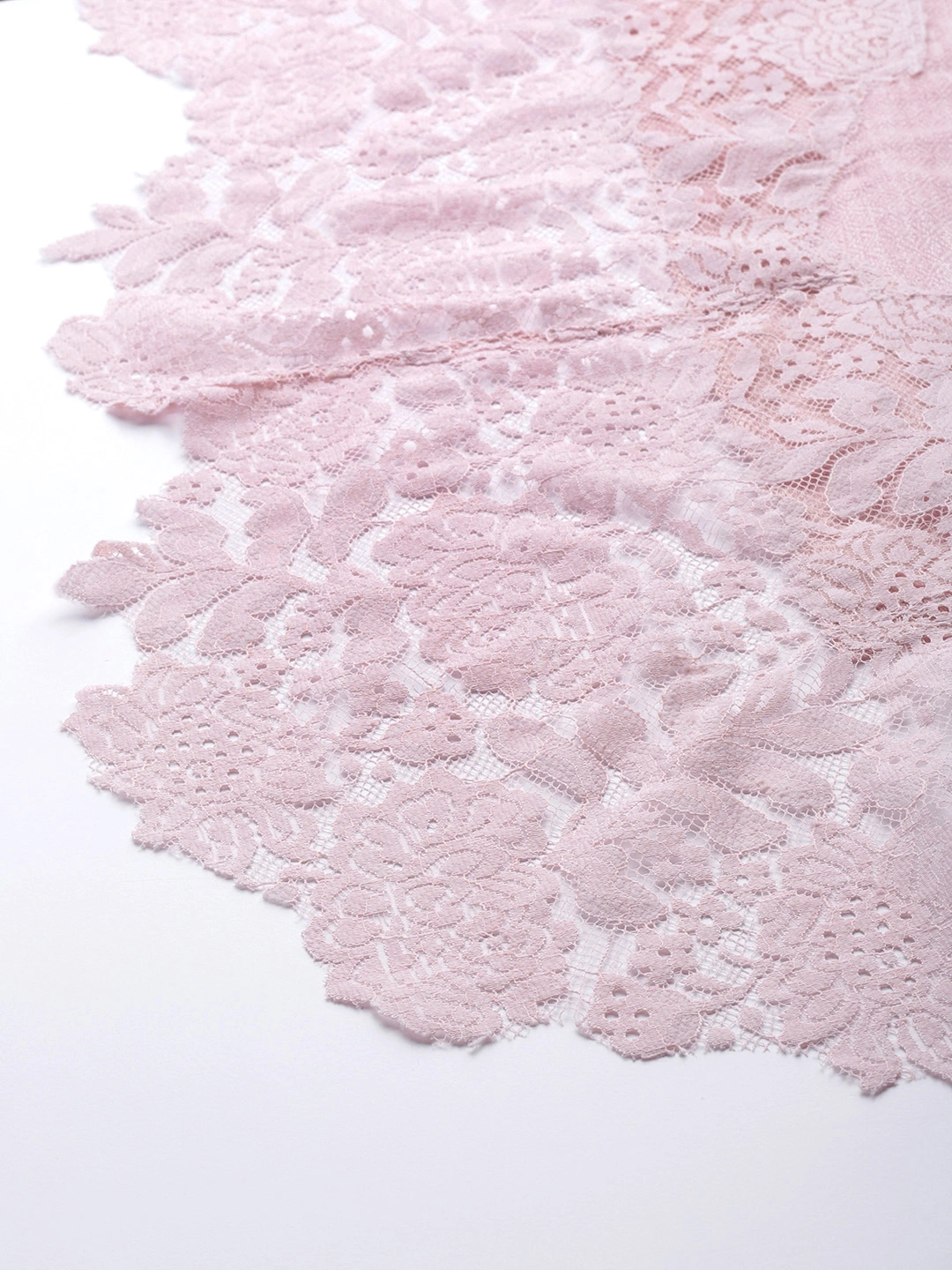 Pastel Pink Shawl adorned with Lace-1