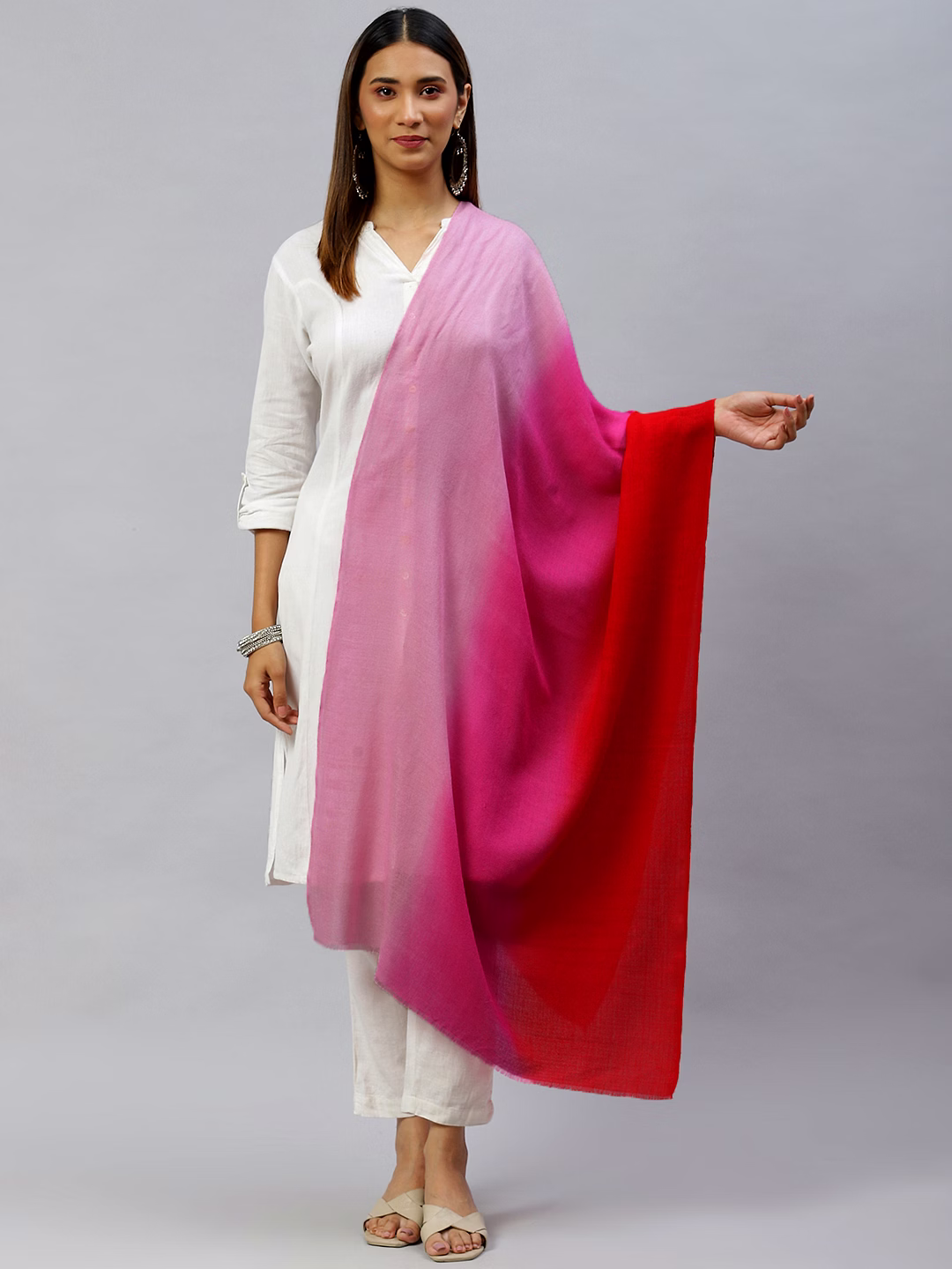 Pink shawl with ombre shades image 2