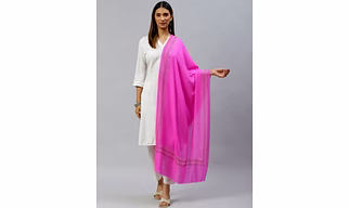 Pink shawl with swarovski crystals border pattern